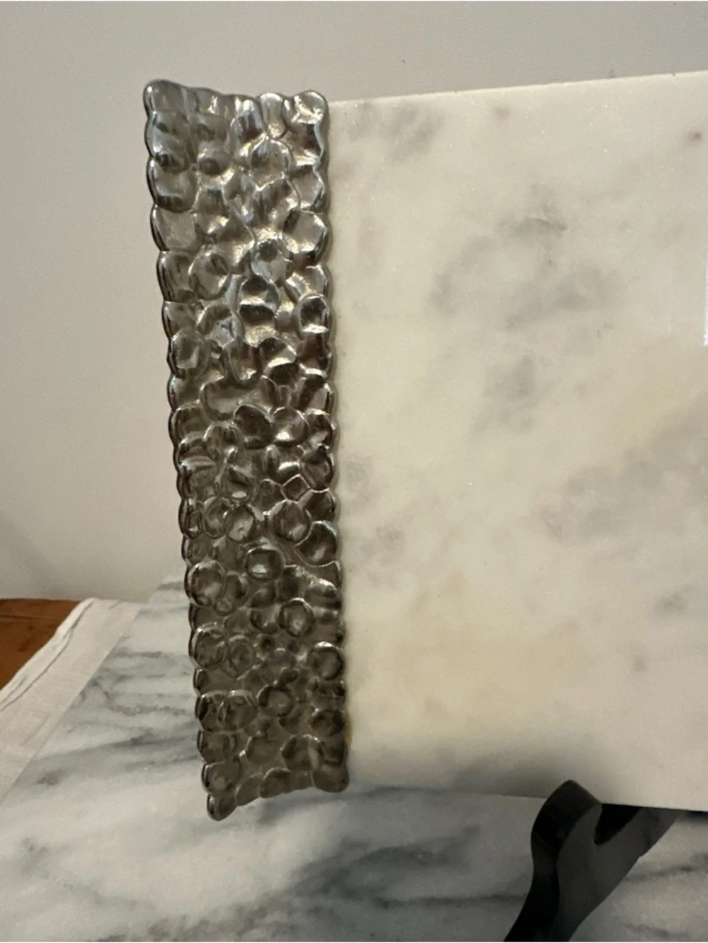 Michael Aram White Marble and Silver Accent Cheese/Serving Board